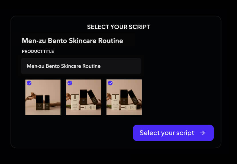 AI script generator interface